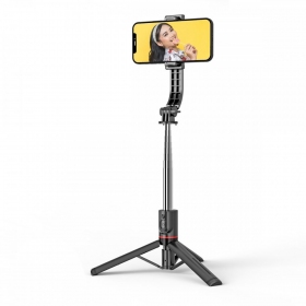 Pau de selfie tripé Awei X50 para telemóvel 113 cm Bluetooth preto