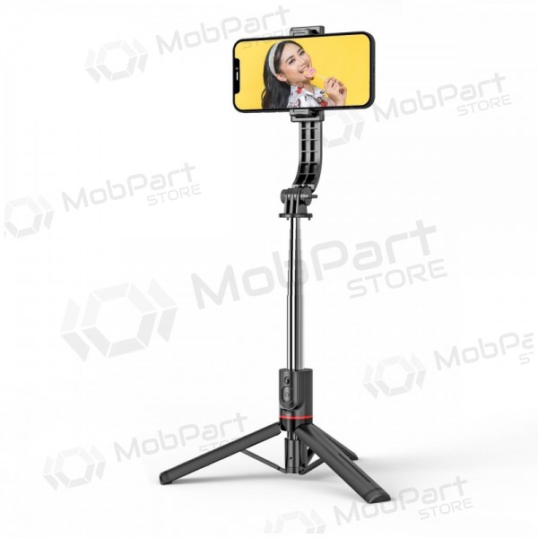Pau de selfie tripé Awei X50 para telemóvel 113 cm Bluetooth preto