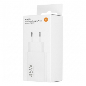 Carregador de telefone Xiaomi Turbo Charging Power Adapter BHR07SLEU 45 W USB-A PD branco.