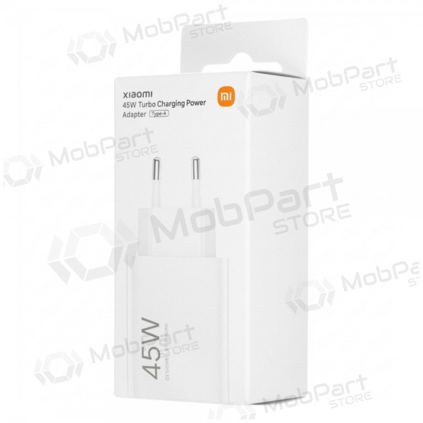 Carregador de telefone Xiaomi Turbo Charging Power Adapter BHR07SLEU 45 W USB-A PD branco.