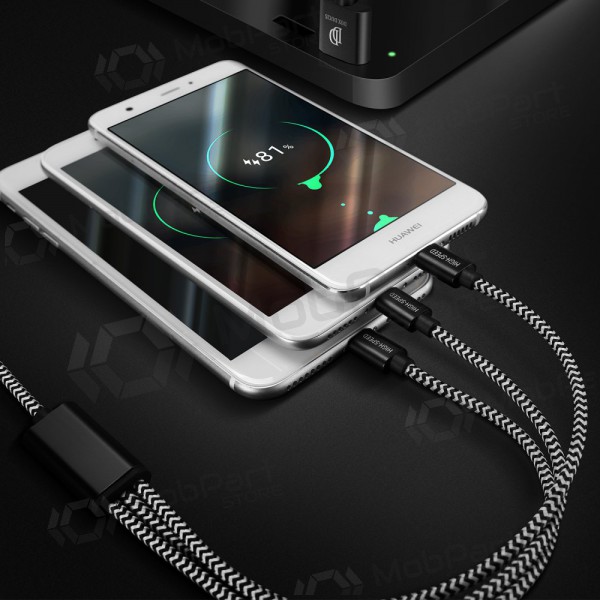 Cabo USB Dux Ducis K-ONE 3in1 microUSB-Lightning-Type-C FastCharging 1.2m