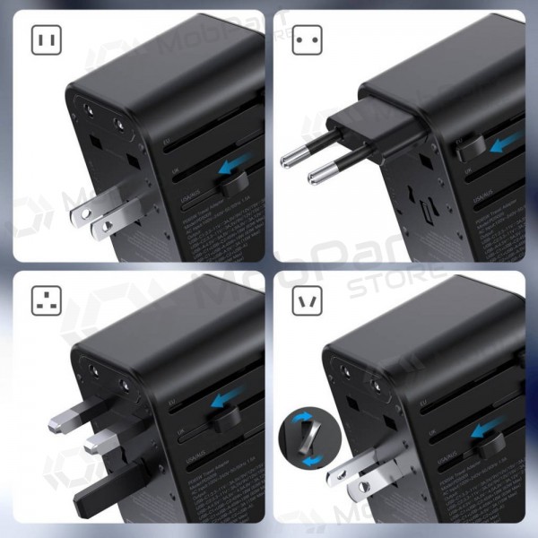 Universal kelioninis carregador Choetech PD5009 65W 2xUSB-C/USB-A preto