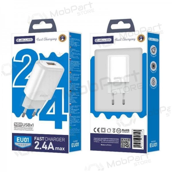Carregador buitinis Jellico EU01 2.4A USB branco