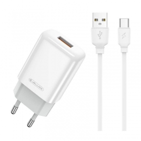 Carregador buitinis Jellico EU01 2.4A USB + Type-C branco