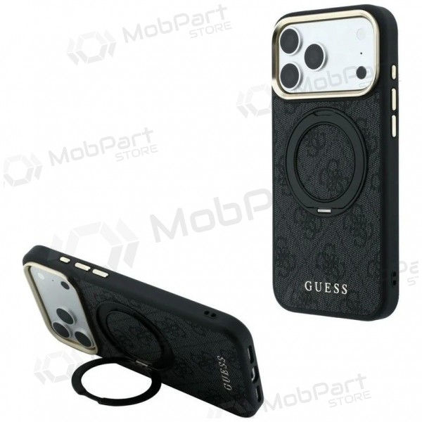 Capa para Apple iPhone 18 Pro - Guess PU 4G Ring Stand MagSafe (preto)