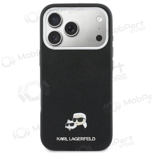 Capa para Apple iPhone 17 Pro - Karl Lagerfeld PU Karl and Choupette Heads Pins MagSafe (preta)