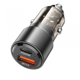 Carregador de telefone para carro Borofone BZ20A 83 W PD QC 3.0 USB-C + USB-A preto