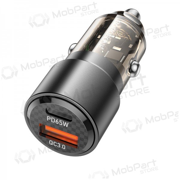 Carregador de telefone para carro Borofone BZ20A 83 W PD QC 3.0 USB-C + USB-A preto