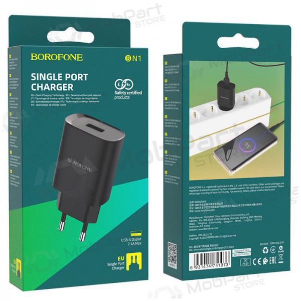 Carregador Borofone BN1 2.1A (preto)