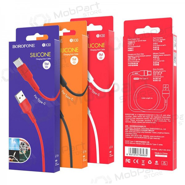 USB cabo Borofone BX30 Type-C 1.0m (branco)