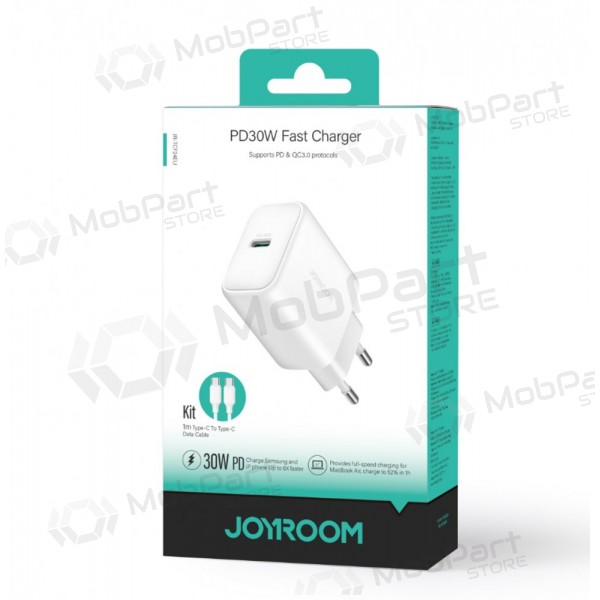 Carregador Joyroom JR-TCF24 USB-C PD30W + USB-C to USB-C cable 1.0m branco