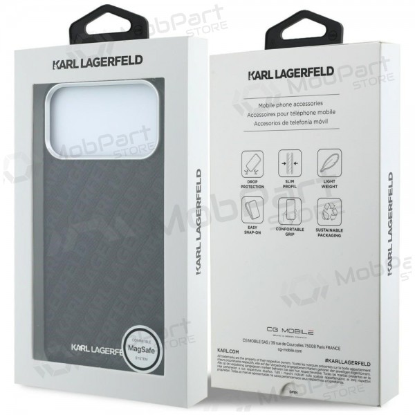 Capa para Apple iPhone 18 Pro Max - Karl Lagerfeld PU Grained Allover Semi Wrap MagSafe (preto)