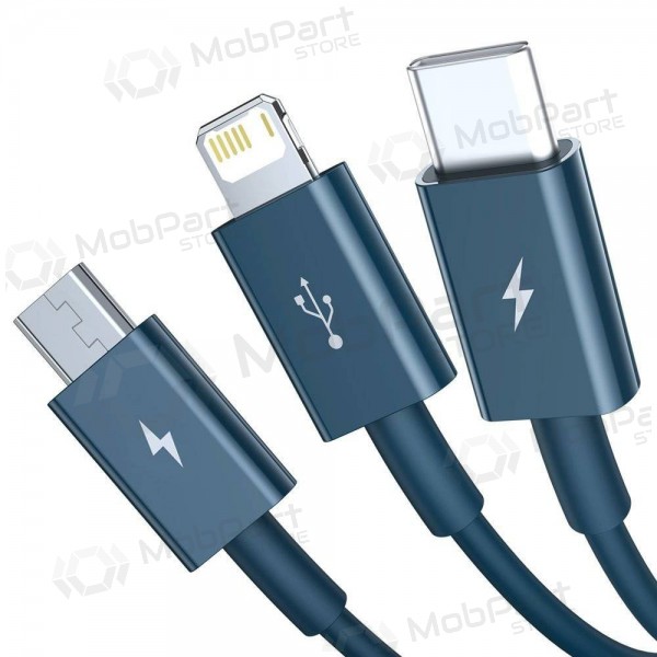 Cabo USB Baseus Superior USB - microUSB+Lightning+Type-C 100W 1.5m (azul) CAMLTYS-03