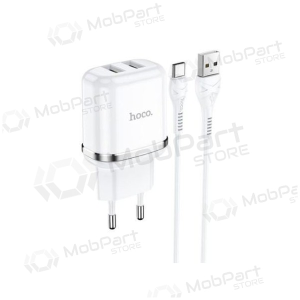 Carregador HOCO N4 Aspiring Dual USB + type-C cabo (5V 2.4A) (branco)