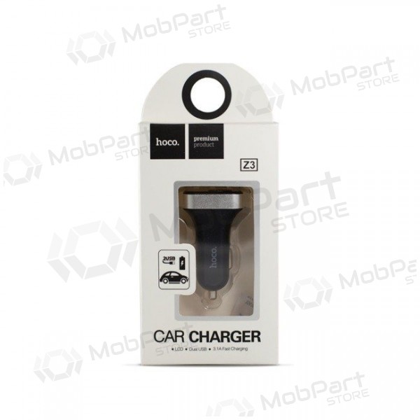 Carregador de carro HOCO Z3 Dual Usb (Display, 3.1A) (preto)