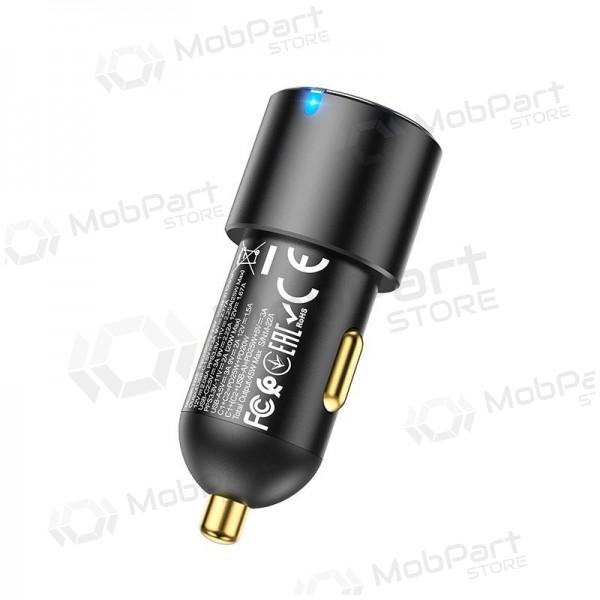 Carregador de telefone para carro Hoco NZ6 45 W PD 2x USB-C + USB-A preto
