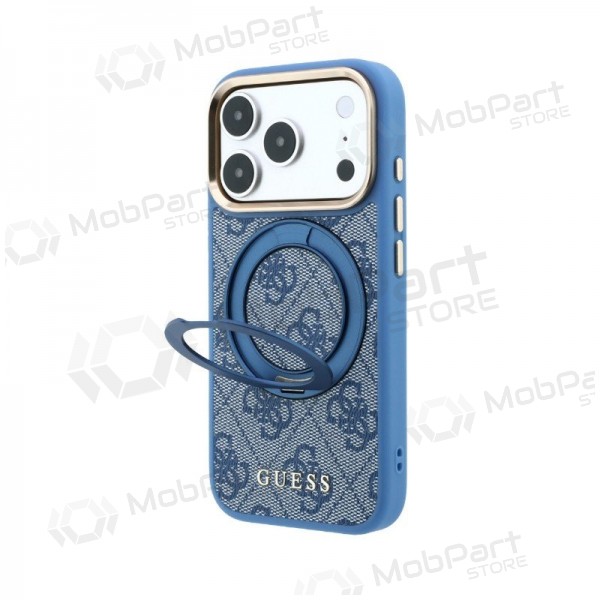 Capa para Apple iPhone 18 Pro - Guess PU 4G Ring Stand MagSafe (azul)