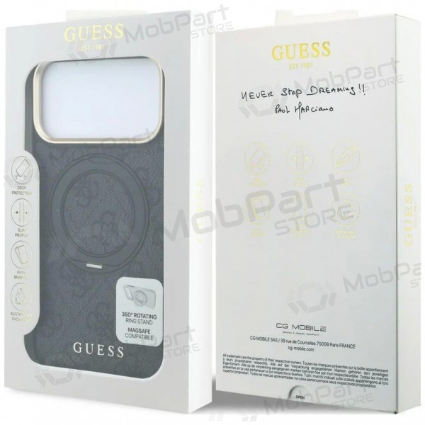 Capa para Apple iPhone 18 Pro Max - Guess PU 4G Ring Stand MagSafe (preta)
