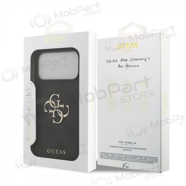 Capa para Apple iPhone 17 Pro Max - Guess PU 4G Metal Logo (cinzento)