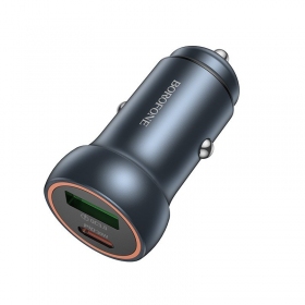 Carregador de carro Borofone BZ32A USB-C/USB-A 30W cinza