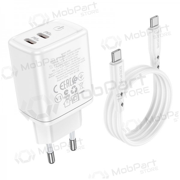 Carregador buitinis Borofone BN9 2xType-C 35W + Type-C branco