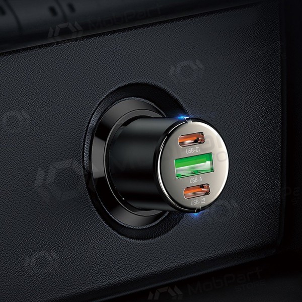 Carregador de telefone para carro Hoco NZ6 45 W PD 2x USB-C + USB-A preto