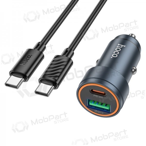 Carregador de telefone para carro Hoco Z57A 30 W USB-C + USB-A com cabo USB-C de 1 m