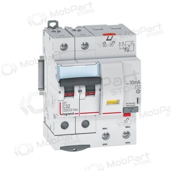 Srovės nuotekio relė su automatiniu jungikliu Legrand 411161 (C, 32A, 4P, 30mA, 230V)