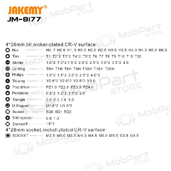 Chave de fenda (106 antgaliai) Jakemy JM-8177