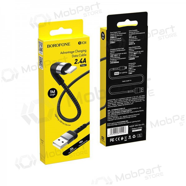 USB cabo Borofone BX34 Lightning 1.0m (preto)