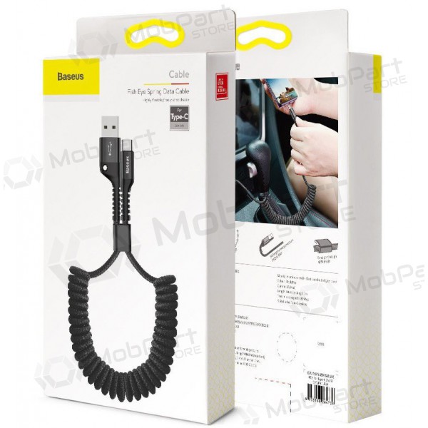 Cabo USB Fish Eye Spring Tipo-C 2.0A 1m (preto) CATSR-01