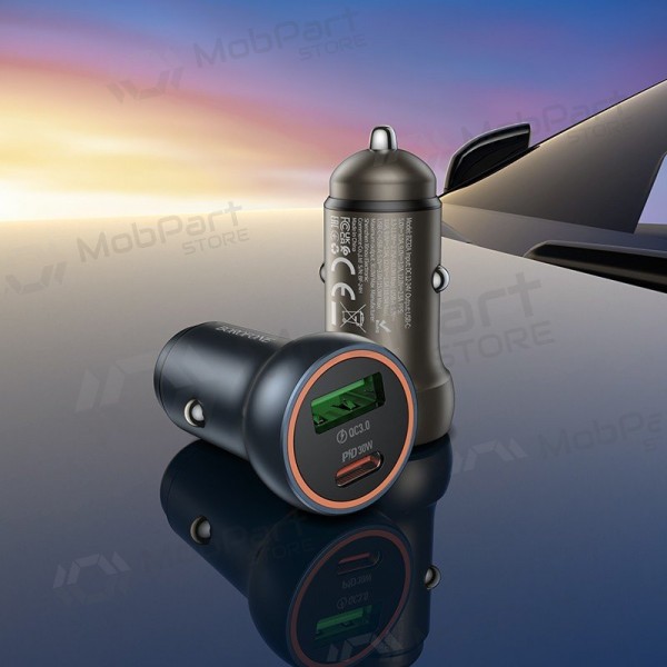 Carregador de carro Borofone BZ32A USB-C/USB-A 30W cinza