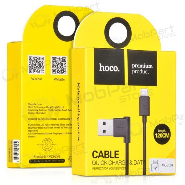 USB cabo HOCO UPM10 L Shape microUSB 1.2m (preto)