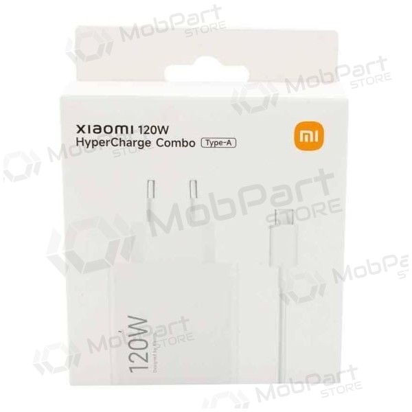 Carregador original Xiaomi (BHR9462EU) 120W + cabo tipo-C branco com embalagem.