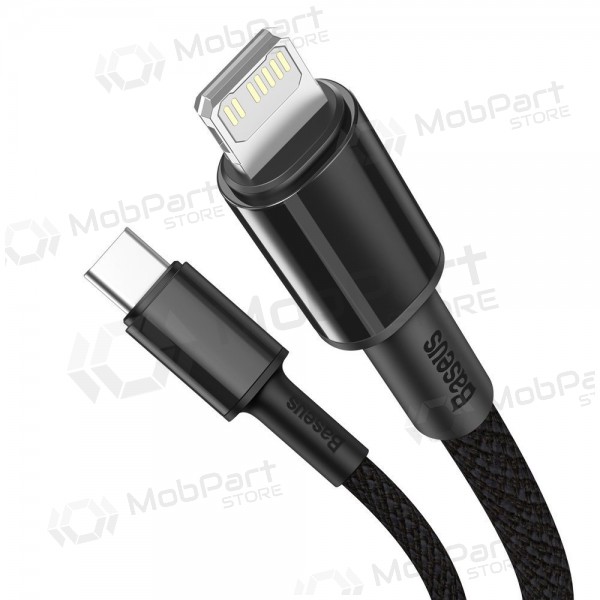 USB cabo Baseus High Density Braided Fast Data PD 20W Type-C - Lightning 1.0m (preto) CATLGD-01