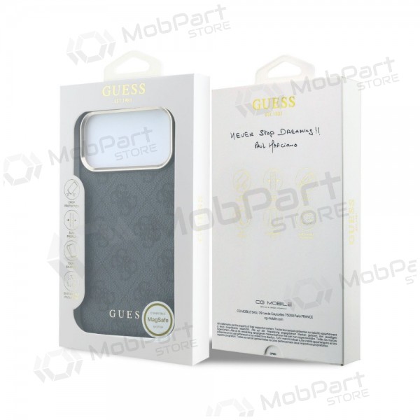 Capa para Apple iPhone 18 Pro Max - Guess PU Leather 4G Gold Frame MagSafe (preta)