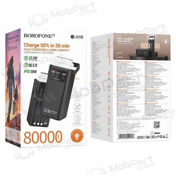 Bateria externa Power Bank Borofone BJ65B 22.5W 80000mAh preto