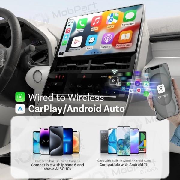Adaptador sem fio CarPlay / Android Auto Ottocast Mini Cube CP88-T3 preto