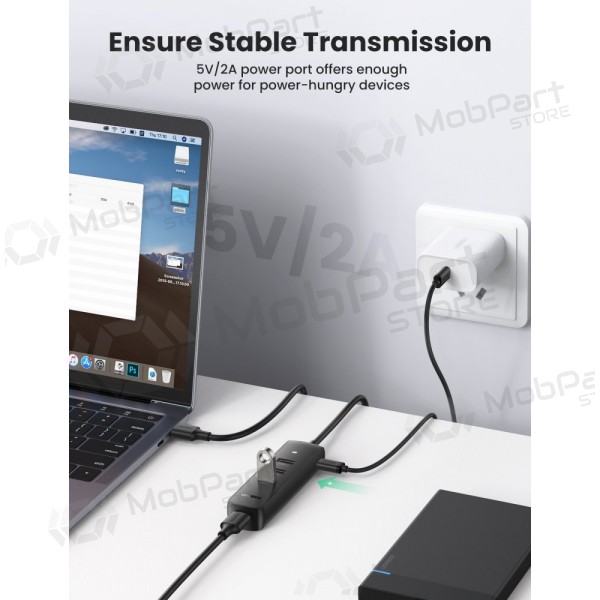 USB šakotuvas Ugreen CM416 USB-A 3.0 to 4xUSB-A 3.0 (10915) preto
