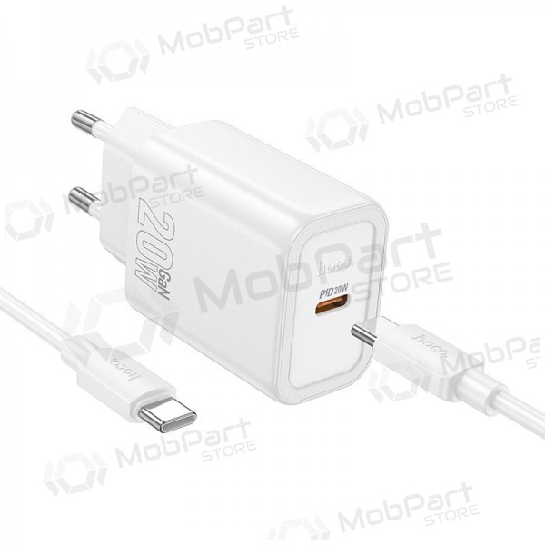 Carregador de telefone Hoco N60 GaN USB-C com cabo USB-C de 1 m branco
