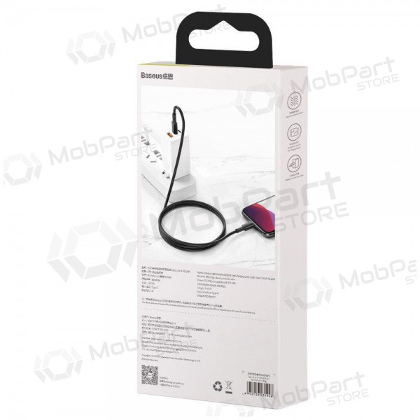 USB cabo Baseus High Density Braided Fast Data PD 20W Type-C - Lightning 1.0m (preto) CATLGD-01
