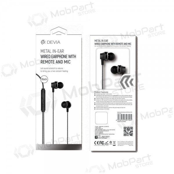 Mãos livres Devia Metal In-Ear 3,5mm (preto)