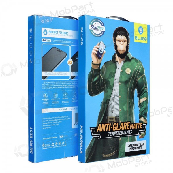 LCD apsauginis stikliukas 5D Mr. Monkey Glass (Strong Matte) Apple iPhone 13 Pro Max/14 Plus preto