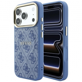 Capa para Apple iPhone 18 Pro Max - Guess PU Leather 4G Gold Frame Embossed MagSafe