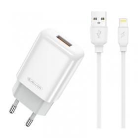 Carregador buitinis Jellico EU01 2.4A USB + Lightning branco
