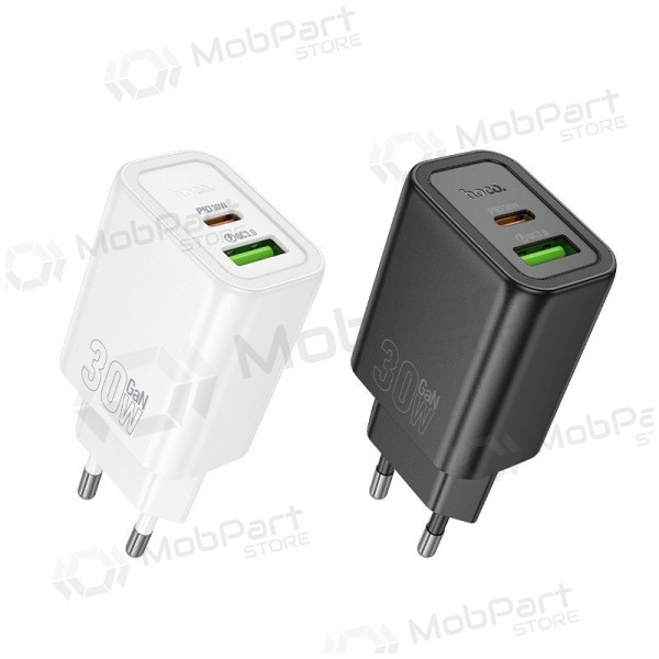 Carregador de telefone Hoco N63 30 W GaN USB-C + USB-A preto