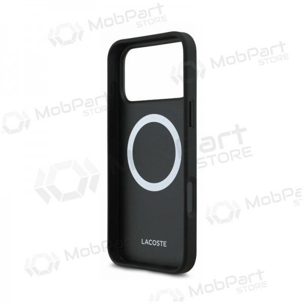 Capa para Apple iPhone 18 Pro Max - Lacoste PVC Petit Pique Semi Wrap Embossed MagSafe (preto)