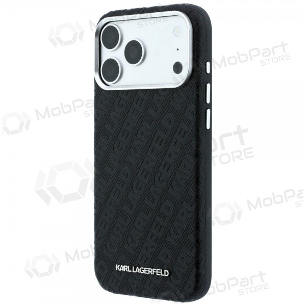 Capa para Apple iPhone 18 Pro Max - Karl Lagerfeld PU Grained Allover Semi Wrap MagSafe (preto)