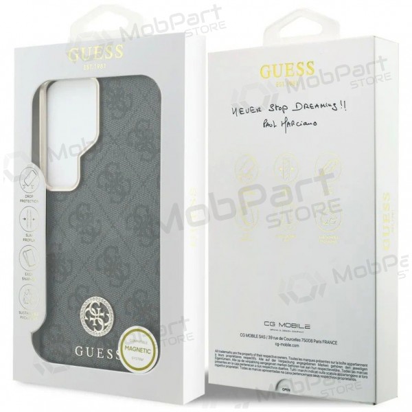 Capa Samsung Galaxy S26 Ultra - Guess PU Leather 4G Strass Logo Gold Frame Magnetic (preta)