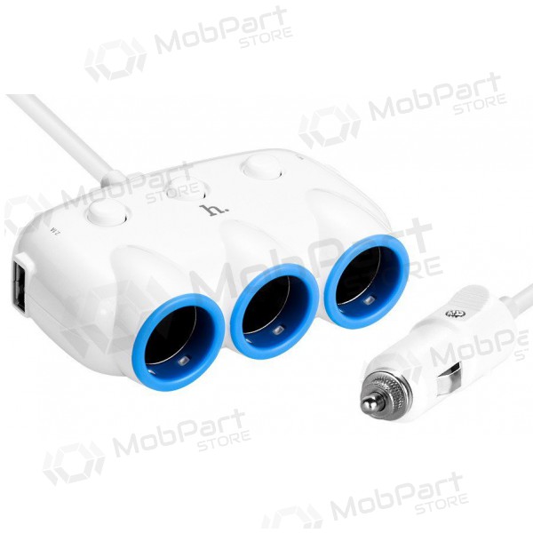 Carregador de carro HOCO C1 TRIPLE + USB (5V 3.1A) (branco)